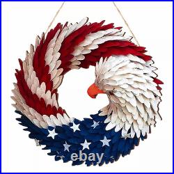 Handmade Wooden American Flag Bald Eagle Wreath Memorial Day 4th Of July Door