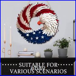 Handmade Wooden American Flag Bald Eagle Wreath Memorial Day 4th Of July Door