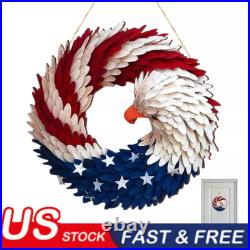 Handmade Wooden American Flag Bald Eagle Wreath Memorial Day 4th Of July Home US
