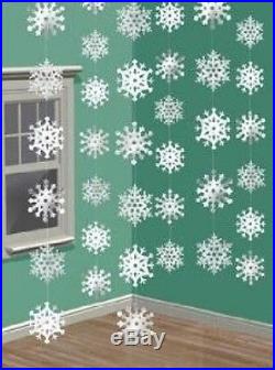 Hanging Strings Of Snowflakes Christmas Party Decorations X 6 New