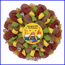Hanging With My Gnomies Back To School Wreath Handmade Deco Mesh