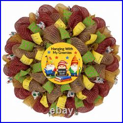 Hanging With My Gnomies Back To School Wreath Handmade Deco Mesh Hanging With My Gnomies Back To School Wreath Handmade Deco Mesh