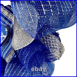 Happy Hanukkah Wreath With Star Of David Ribbons Handmade Deco Mesh