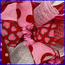 Happy Valentines Day Gnome Handmade Deco Mesh Valentines Day Wreath