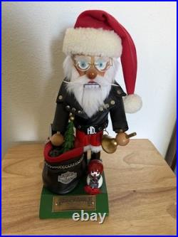 Harley-Davidson Santa Nutcracker Hand Painted 14 1/2 inches