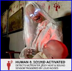 Haunted Hill Farm Life-Size 2.9-Ft Animatronic Gravely Granny Tekky Halloween