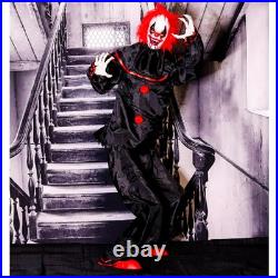 Haunted Hill Farm Life-Size Talking Clown Halloween Animatronic with Touch Ac