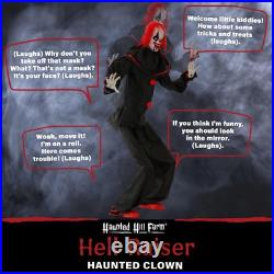 Haunted Hill Farm Life-Size Talking Clown Halloween Animatronic with Touch Ac