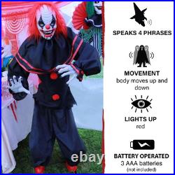 Haunted Hill Farm Life-Size Talking Clown Halloween Animatronic with Touch Ac