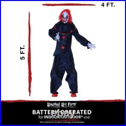 Haunted Hill Farm Life-Size Talking Clown Halloween Animatronic with Touch Ac
