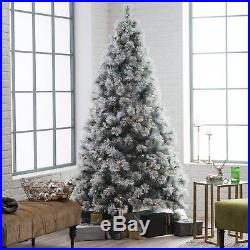 Hayneedle 6.5' Pre-lit Flocked Pine Needle Full Artificial Christmas Tree clear
