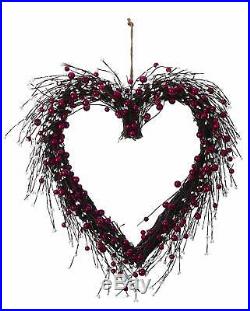 Heart Shape Door Wreath Red and White Berry Valentines Day Home Wall Decoration