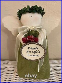 Hearts & Ivy Green Angel with Bouquet and Friends are Life’s Treasures Oval NEW