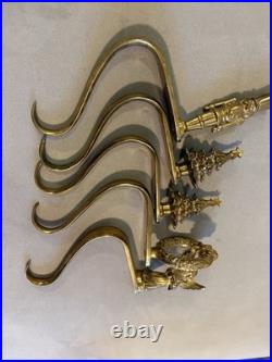 Heavy SolidBrass Fireplace Stocking Hanger 5 Trees, Wreath, Nutcracker, Angel