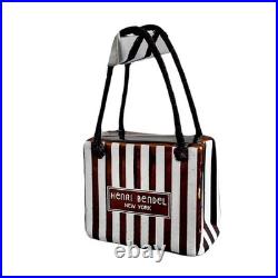 Henri Bendel Brown and White Centennial Striped Shopping Bag Christmas Ornament