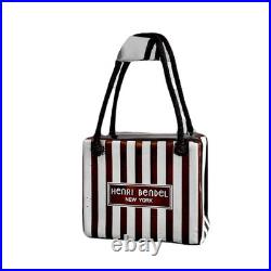 Henri Bendel Brown and White Centennial Striped Shopping Bag Christmas Ornament