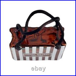Henri Bendel Brown and White Centennial Striped Shopping Bag Christmas Ornament