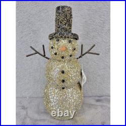 Hobby Lobby Glitter Snowman Figurine Black Top Hat Orange Nose Christmas 2012