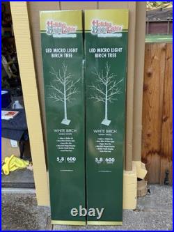 Holiday Bright Lights 5.8 Feet White Birch Led Tree 600 Lights Set Of 2 New