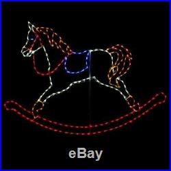Holiday Christmas Rocking Horse Outdoor LED Lighted Decoration Steel Wireframe