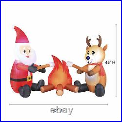 Holiday Christmas Yard Inflatable Campfire Santa and Reindeer Blow-Up Light Up