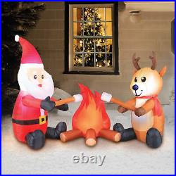 Holiday Christmas Yard Inflatable Campfire Santa and Reindeer Blow-Up Light Up