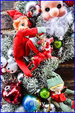 Holiday Lighted Vintage Ornament Christmas Wreath Artist Signed Malibu