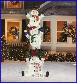 Holiday Living 84-in Stacked Snowman Trio Lighted Outdoor Christmas Decoration