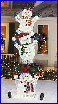 Holiday Living 84-in Stacked Snowman Trio Lighted Outdoor Christmas Decoration