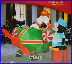 Holiday Living Pilot Santa & Penguin Airblown Inflatable 7 x7 x 4.4 ft NIB