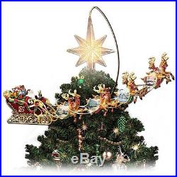 Holiday Thomas Kinkade Moving & Lighted Christmas Tree Topper NEW