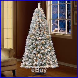 Holiday Time 6.5ft Flocked Pre-Lit Crystal Pine Artificial Christmas Tree with 2