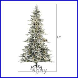 Holiday Time 7.5-Foot Pre-Lit Artificial Flocked Sierra Christmas Tree Indoor US