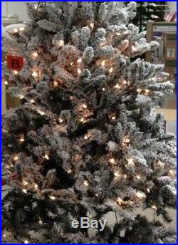 Holiday Time 7.5' prelit Flocked Birmingham Fir Artificial Christmas Tree White