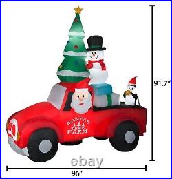 Holiday Time 8 Foot Wide Santa in Red Vintage Truck Holiday Inflatable