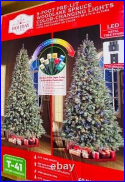 Holiday Time 9-Foot Pre-Lit Woodlake Spruce with LED Color-Changing Lights