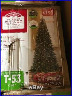 Holiday Time 9ft Pre-Lit Williams Slim Pine Quick Set Tree, Clear Lights DM