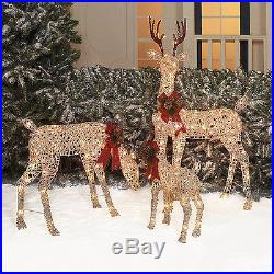 Holiday Time Christmas Decor Set of 3 Woodland Vine Deer Family Sculpture