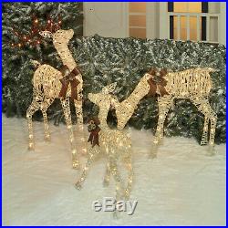 Holiday Time Light-Up Christmas Decor Set Of 3 Woodland-Look Deer Family