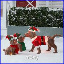 Holiday Time Light-Up Plush Dog Family Outdoor Christmas Animals Yard Lawn New