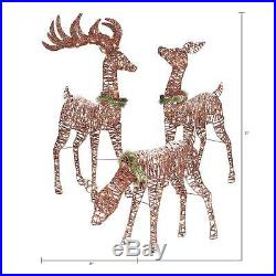 Holiday Time Light-up Outdoor 3-Piece Reindeer Family Decoration Clear Lights