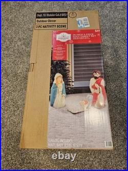Holiday Time Nativity Scene 28 3-Piece Holy Family Lighted Blow Mold Set New