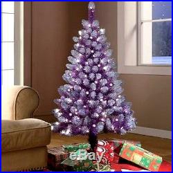 Holiday Time Pre-Lit 4′ Purple Artificial Christmas Tree 150 Mini Clear Lights