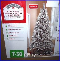 Holiday Time Pre-Lit 7.5′ Winter Frost Pine Artificial Christmas Tree T-38