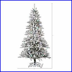 Holiday Time Pre-Lit Mystic Spruce Flocked Christmas Tree 7.5' Multi & White