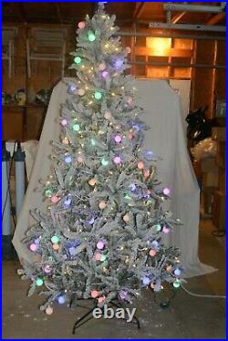 Holiday Time Pre-Lit Mystic Spruce Flocked Christmas Tree 7.5' Multi & White