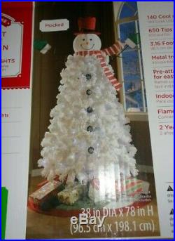 Holiday Time Snowman Christmas Tree Pre-Lit 6.5 Feet Clear Lights NEW