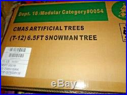 Holiday Time Snowman Christmas Tree Pre-Lit 6.5 Feet Clear Lights NEW