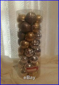 Holiday Time Traditional Shatterproof Christmas Ornaments, Set of 50 Gold/Silver
