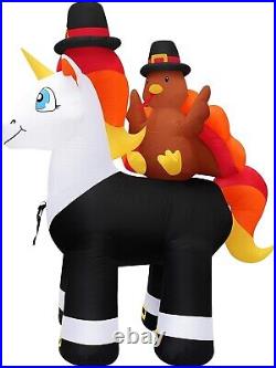 Holidayana Turkey Riding Unicorn Thanksgiving Collection Inflatable Yard Decor